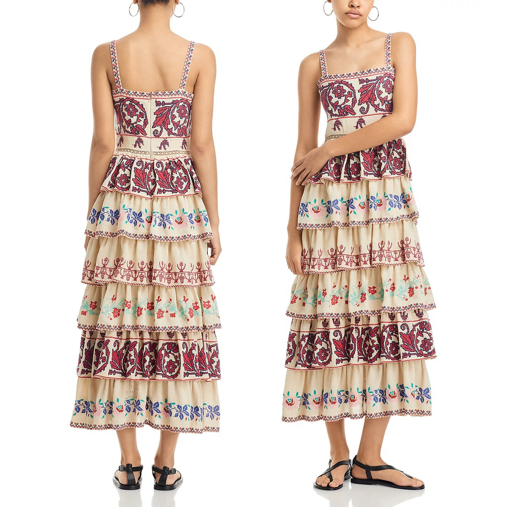 NWT SEA New York Ramona Embroidered Ruffled Dress in Multi $725 - Size US 2 - XS - Picture 8 of 10